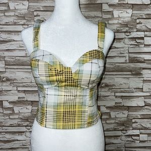 TWINE & STRING Large PLAID BUSTIER CROP TOP